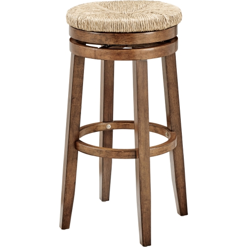 Morgan Swivel Bar Stool in Walnut Finish Wood & Sea Grass